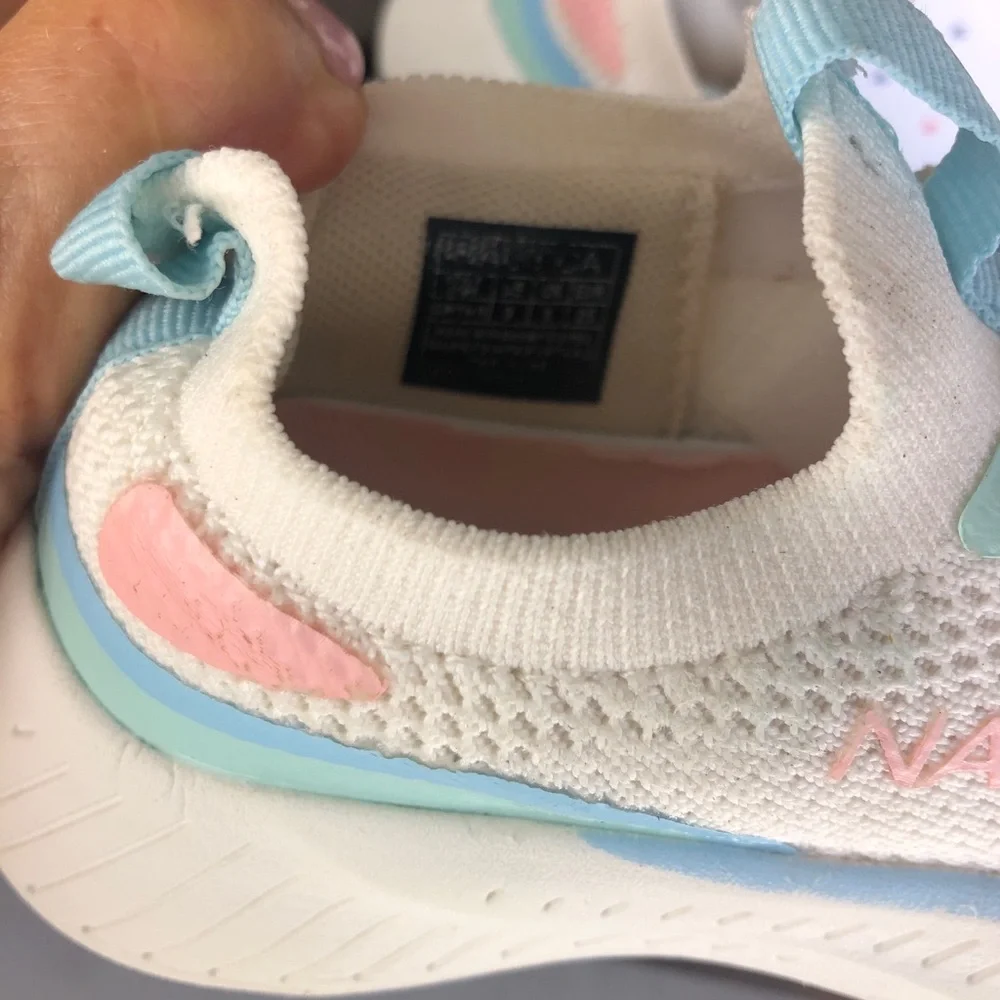 Nautica White Kids Sneakers with Pastel Pink, Purple & Aqua Accents. Size 8 - Picture 8 of 8